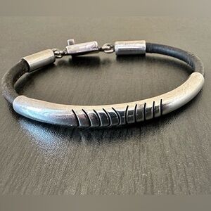 Vintage Taxco Sterling Silver & leather Bracelet